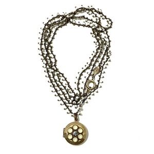 Catherine Popesco France Extra Long Locket Necklace Beaded Chain